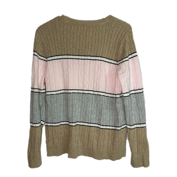 Croft & Barrow Pink, Tan, Gray Cable Knit Sweater, XL, Pre-owned - Picture 2 of 7